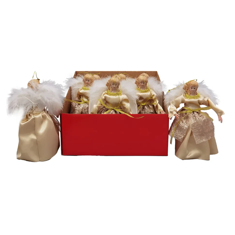 ANGEL ORN. 7″ CHAMPAGNE/GOLD 9PC/DISPLAY BOX