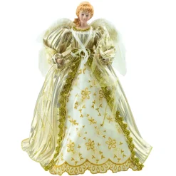 ANGEL TREE TOP 17″ GOLD/IVORY W/LED LIGHT