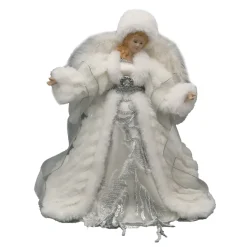 ANGEL TREE TOP 12″ SILVER/WHITE W/ HAT