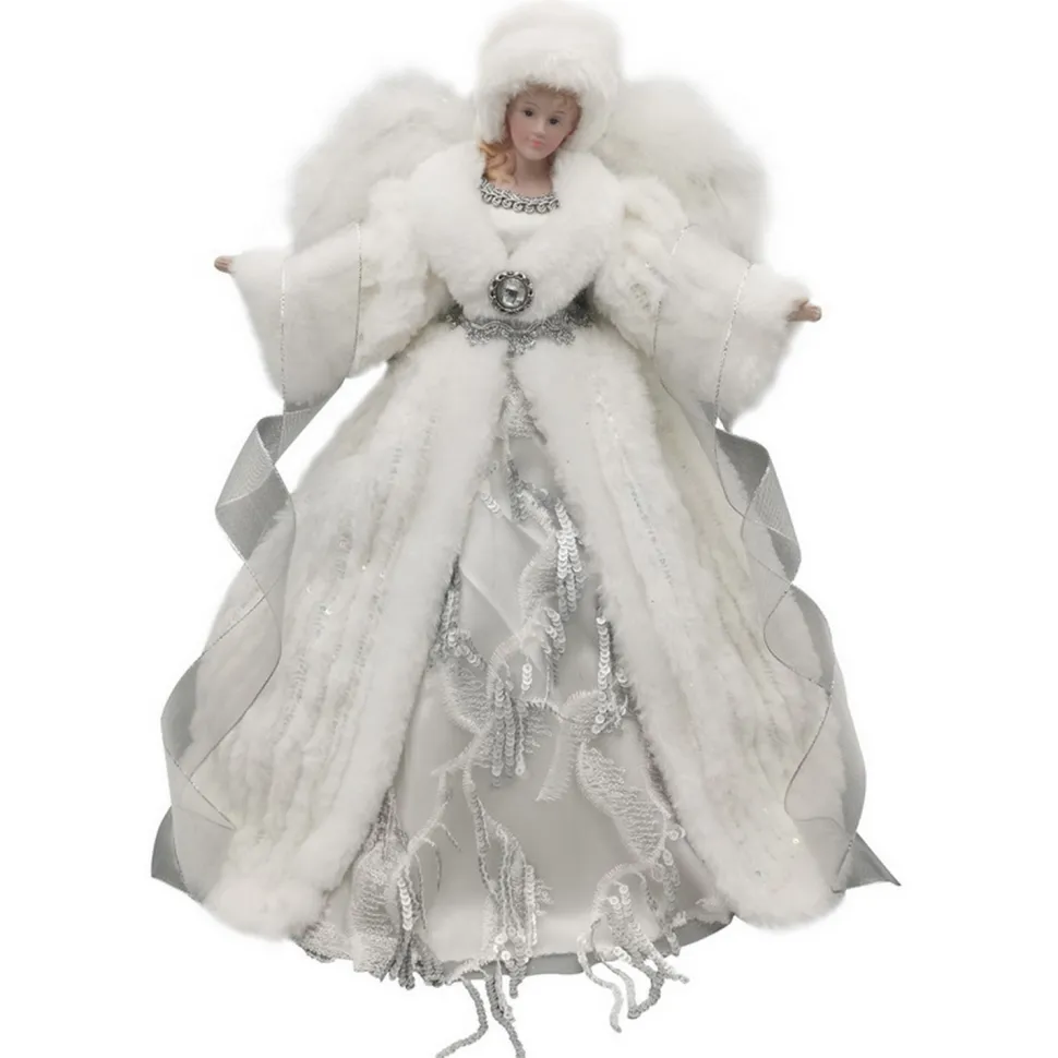 ANGEL TREE TOP 16″ SILVER/WHITE