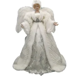 ANGEL TREE TOP 24″ SILVER/WHITE W/ HAT