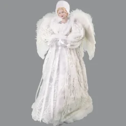 ANGEL TREE TOP 24″ WHITE FAUX FUR W/ LACE W/ HAT