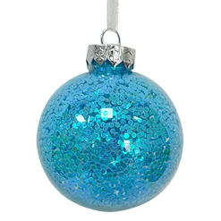 BALL BLUE 100MM CLEAR W/ INSIDE GLITTER