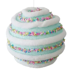 BALL CANDY SWIRL 100MM BLUE W/ MULTI SPRINKLES