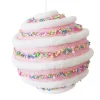 BALL CANDY SWIRL 100MM PINK W/ MULTI SPRINKLES