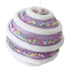 BALL CANDY SWIRL 100MM PURPLE W/ MULTI SPRINKLES