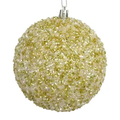 BALL CLEAR BEAD & SEQUIN 100MM GOLD/ WHITE100MM