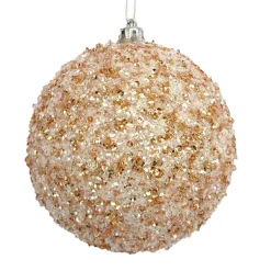 BALL CLEAR BEAD & SEQUIN 100MM ROSE GOLD/ WHITE