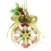 BALL CLEAR 75MM CLEAR W/ SNOWFLAKE RED/NAT BURLAP BOW