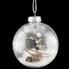 BALL CLEAR 100MM W/ PINECONE, 2 TWIGS INSIDE