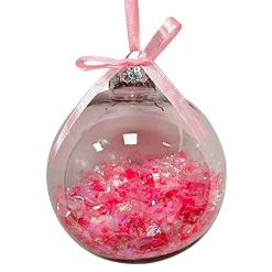 BALL CLEAR 100MM W/ PINK FLAKES INSIDE