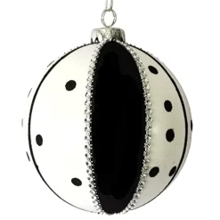 BALL DECOR BLACK/WHITE 120MM4.5″ DOTTED/BEADED