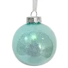 BALL DECOR BLUE 80MM CLEAR W/ INSIDE GLITTER