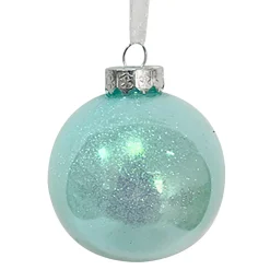 BALL DECOR BLUE 80MM CLEAR W/ INSIDE GLITTER