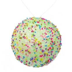 BALL DECOR CANDY GREEN 100MM W/ MULTI SPRINKLES