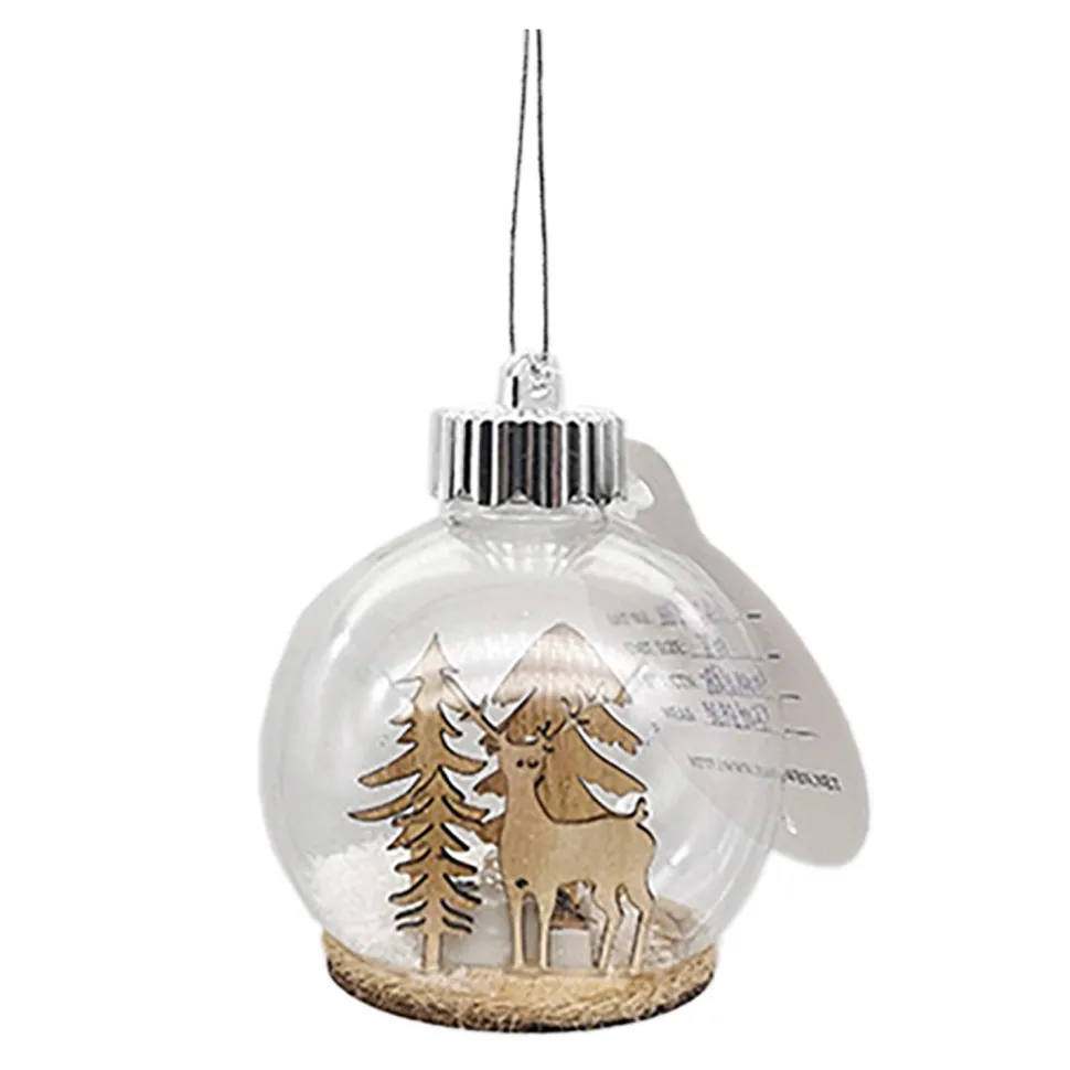 BALL DECOR CLEAR 3″ DEER SCENE