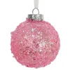 BALL DECOR PINK 80MM CLEAR W/ IRIDESCENT GLITTER