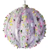 BALL DECOR PURPLE 100MM W/ MULTI CANDY SPRIKLE