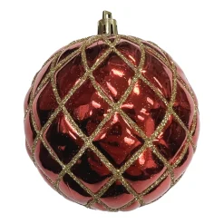 BALL DIAMOND PT. 100MM SHINY RED W/ GOLD GLTR.