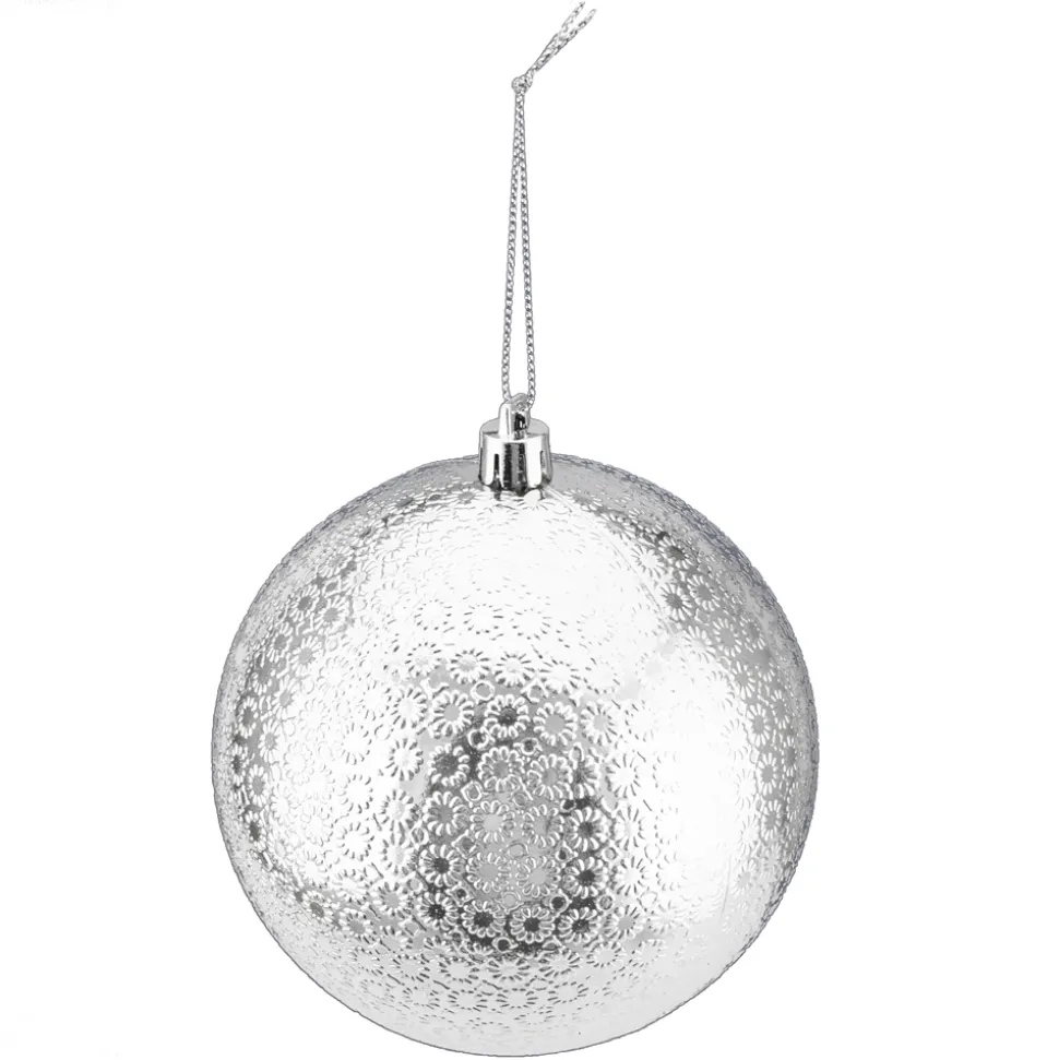 BALL EMBOSSED 100MM SHINY SILVER