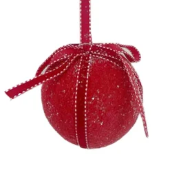 BALL FABRIC 4.5″ RED FROSTED/GLITTER