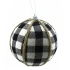 BALL FABRIC BLACK WHITE 4″ CHECK FABRIC W/ JUTE ROPE