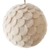 BALL FABRIC FELT SCALLOP 6″ CREAM FROSTED