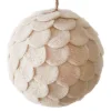 BALL FABRIC FELT SCALLOP 4.5″ CREAM FROSTED