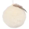 BALL FABRIC FUR 3″ IVORY W/ FEATHER