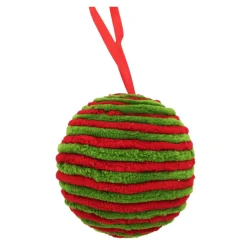 BALL FABRIC FURRY ROPE 3″ RED/ GREEN