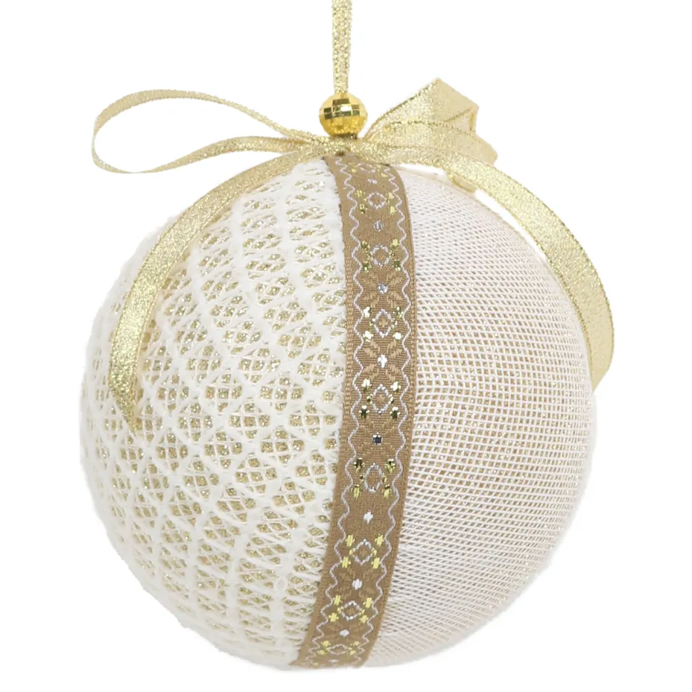 BALL FABRIC4″ IVORY/GOLD 4″