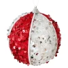 BALL FABRIC SEQUIN MELON 100MM RED/WHITE