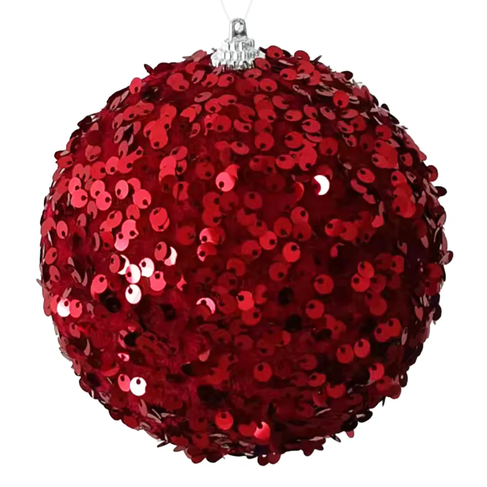 BALL FABRIC SEQUIN 120MM BURGUNDY