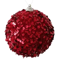 BALL FABRIC SEQUIN 100MM BURGUNDY