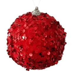 BALL FABRIC SEQUIN 100MM RED