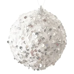 BALL FABRIC SEQUIN 100MM WHITE