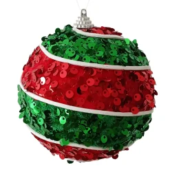 BALL FABRIC SEQUIN SWIRL 100MM RED/GREEN