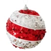 BALL FABRIC SEQUIN SWIRL 100MM RED/WHITE