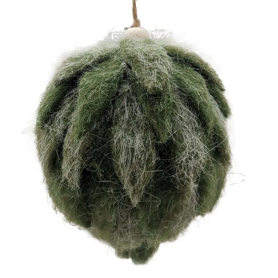 BALL FELT GREEN 3″ FROSTED LOOKED