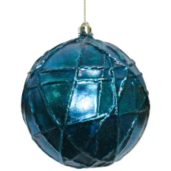 BALL FOILED W/STRING 100MM BLUE