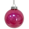 BALL FUCSHIA 100MM CLEAR W/ INSIDE GLITTER