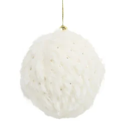 BALL FUR FABRIC FUR 3″ IVORY W/ GOLD