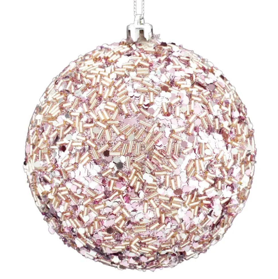 BALL GLITTER & BEAD 105MM BLUSH PINK