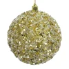 BALL GLITTER & BEAD 100MM CHAMPAGNE GOLD