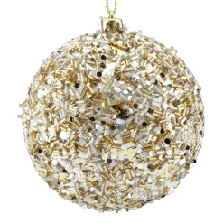 BALL GLITTER & BEAD 105MM LIGHT GOLD