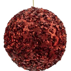 BALL GLITTER & BEAD 105MM RED