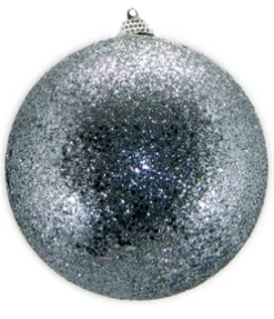BALL GLITTER 100MM PEWTER