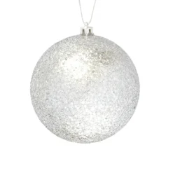 BALL GLITTER 100MM SILVER