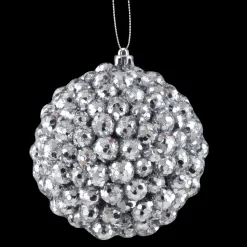 BALL GLITTER POPCORN 100MM SILVER