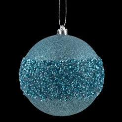 BALL GLITTER W/BEAD BAND 100MM BLUE TEAL